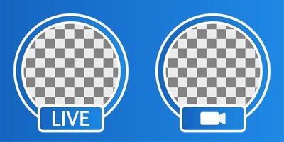 badge o cornice blu per lo streaming live per webinar sui social media, video live, istruzione e altro ancora vettore