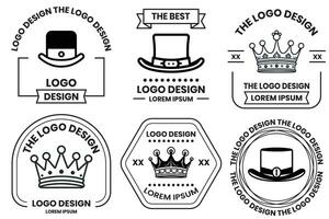 cappello e corona logo nel piatto linea arte stile vettore