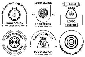 Cinese oggetti logo nel piatto linea arte stile vettore