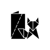 icona del glifo nero origami. piegatura della carta art. modelli bidimensionali e tridimensionali. creazione di oggetti di carta. antica arte giapponese. simbolo di sagoma su uno spazio bianco. illustrazione vettoriale isolato