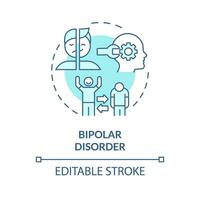 2d modificabile bipolare disturbo blu magro linea icona concetto, isolato vettore, monocromatico illustrazione che rappresentano comportamentale terapia. vettore