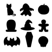 Halloween vettore icona impostare. collezione di tradizionale Halloween simboli.halloween nero sagome.vettore illustrazione