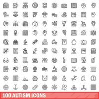 100 autismo icone impostare, schema stile vettore