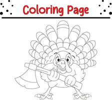 contento ringraziamento colorazione pagina per bambini. tacchino colorazione libro. vettore