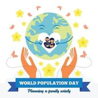 poster della giornata mondiale della popolazione con messaggio di pianificazione familiare vettore