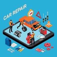 illustrazione vettoriale di concetto di riparazione auto