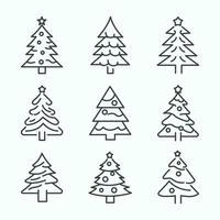 Natale albero linea icona impostato collezione. vettore illustrazione