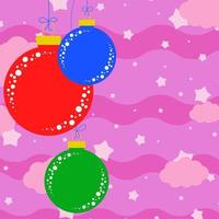 set di palline di albero di Natale isolate colorate piatte. vettore