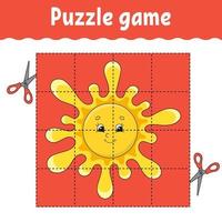 gioco di puzzle per bambini. foglio di lavoro per lo sviluppo dell'istruzione. gioco di apprendimento per bambini. pagina delle attività a colori. per il bambino. indovinello per la scuola materna. illustrazione vettoriale isolato in stile cartone animato.