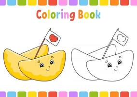 libro da colorare per bambini. personaggio dei cartoni animati. illustrazione vettoriale. pagina di fantasia per bambini. sagoma di contorno nero. isolato su sfondo bianco. tema barbecue. vettore