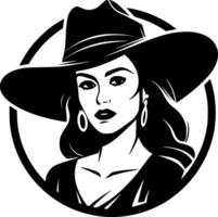 cowgirl - minimalista e piatto logo - vettore illustrazione