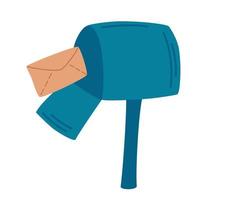 cassetta delle lettere con una lettera. casella postale. invio di email il concetto di posta. illustrazione vettoriale isolato su uno sfondo bianco.