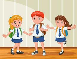 illustrazione di bambini nel scuola uniforme su bianca sfondo vettore