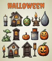 Halloween collezione spaventoso vettore illustrazioni 15