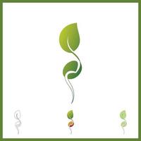 germoglio eco logo, piantina di foglie verdi, concetto di design astratto di piante in crescita per il tema della tecnologia eco. icona dell'ecologia vettore