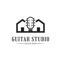 chitarra studio Casa logo design concetto vettore