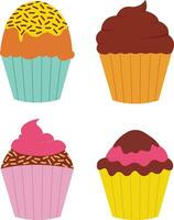 compleanno Cupcake icona impostare. colorato design. vettore illustrazione