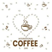 internazionale caffè giorno modello sfondo design con mano disegno stile. nazionale caffè giorno vettore illustrazione. caffè giorno modello design.
