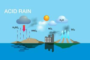 acido piovere, come solforico o nitrico acido quello autunno per il terra a partire dal il atmosfera nel bagnato o asciutto le forme vettore