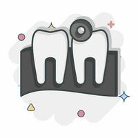 icona mal di denti. relazionato per corpo dolore simbolo. comico stile. semplice design modificabile. semplice illustrazione vettore