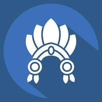 icona indiano rosso corona. relazionato per indigeno persone simbolo. lungo ombra stile. semplice design modificabile. semplice illustrazione vettore