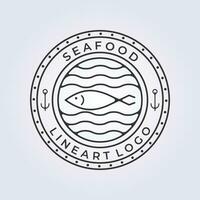frutti di mare pesce logo linea arte icona simbolo cartello modello sfondo vettore illustrazione design