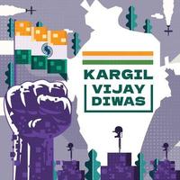 kargil vijay diwas composizione pixelate concept vettore