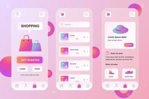 kit di elementi glassmorphic per lo shopping mobile per app mobile vettore