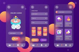 kit di elementi glassmorphic del casinò online per app mobile vettore