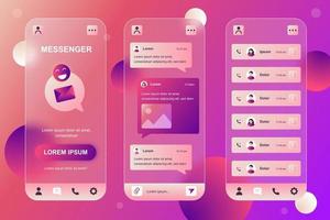 kit di elementi glassmorphic messenger per app mobile vettore