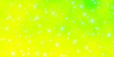 sfondo vettoriale verde chiaro, giallo con stelle piccole e grandi.
