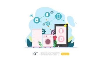 iot concetto di monitoraggio della casa intelligente per la tecnologia domestica 4.0 industriale sullo schermo del laptop di internet delle cose oggetti connessi. modello di pagina di destinazione web, banner, supporti di stampa. illustrazione vettoriale