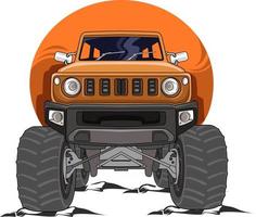 il vettore arancione dell'illustrazione del monster truck fuoristrada