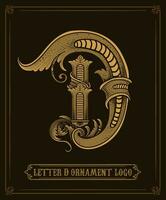 Vintage ▾ ornamento logo lettera d - vettore logo