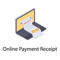 fattura di pagamento online vettore
