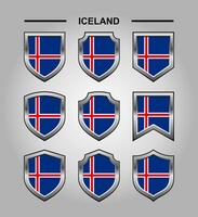Islanda nazionale emblemi bandiera e lusso scudo vettore