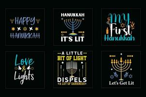 hanukkah maglietta design fascio, insieme di hanukkah maglietta vettore