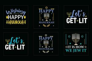 hanukkah maglietta design fascio, insieme di hanukkah maglietta vettore