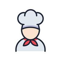 capocuoco icona, cucinare, logo, schema stile. capocuoco nel un' cucinando cappello. cucina e ristorante servendo concetto per temi piace ristorazione cibo servizio. vettore illustrazione. design su bianca sfondo. eps 10