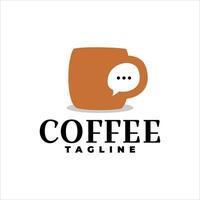 illustrazione di un' caffè tazza con un' bolla Chiacchierare. caffè negozio logo vettore modello. chat logo vettore.