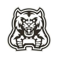 nero e bianca stile tigre gamer personaggio logo vettore