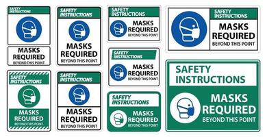 le maschere delle istruzioni di sicurezza richieste oltre questo punto segno isolare su sfondo bianco, illustrazione vettoriale eps.10