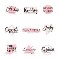 collezione di tipi di logo pennello rosa vettore