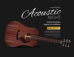 poster dell'evento di performance dal vivo di notte acustica acoustic vettore