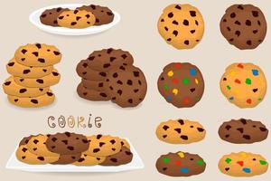 illustrazione sul tema grande set biscotto diverso, kit biscotto colorato vettore