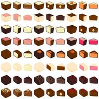 illustrazione sul tema bellissimo grande set cioccolatini dolci caramelle bonbon vettore