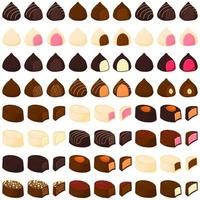 illustrazione sul tema bellissimo grande set cioccolatini dolci caramelle bonbon vettore