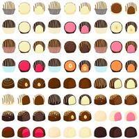 illustrazione sul tema bellissimo grande set cioccolatini dolci caramelle bonbon vettore