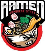 ramen noodle cibo giapponese logo illustrazione vettore