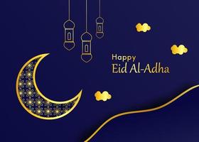 eid al adha sfondo con luna dorata vettore